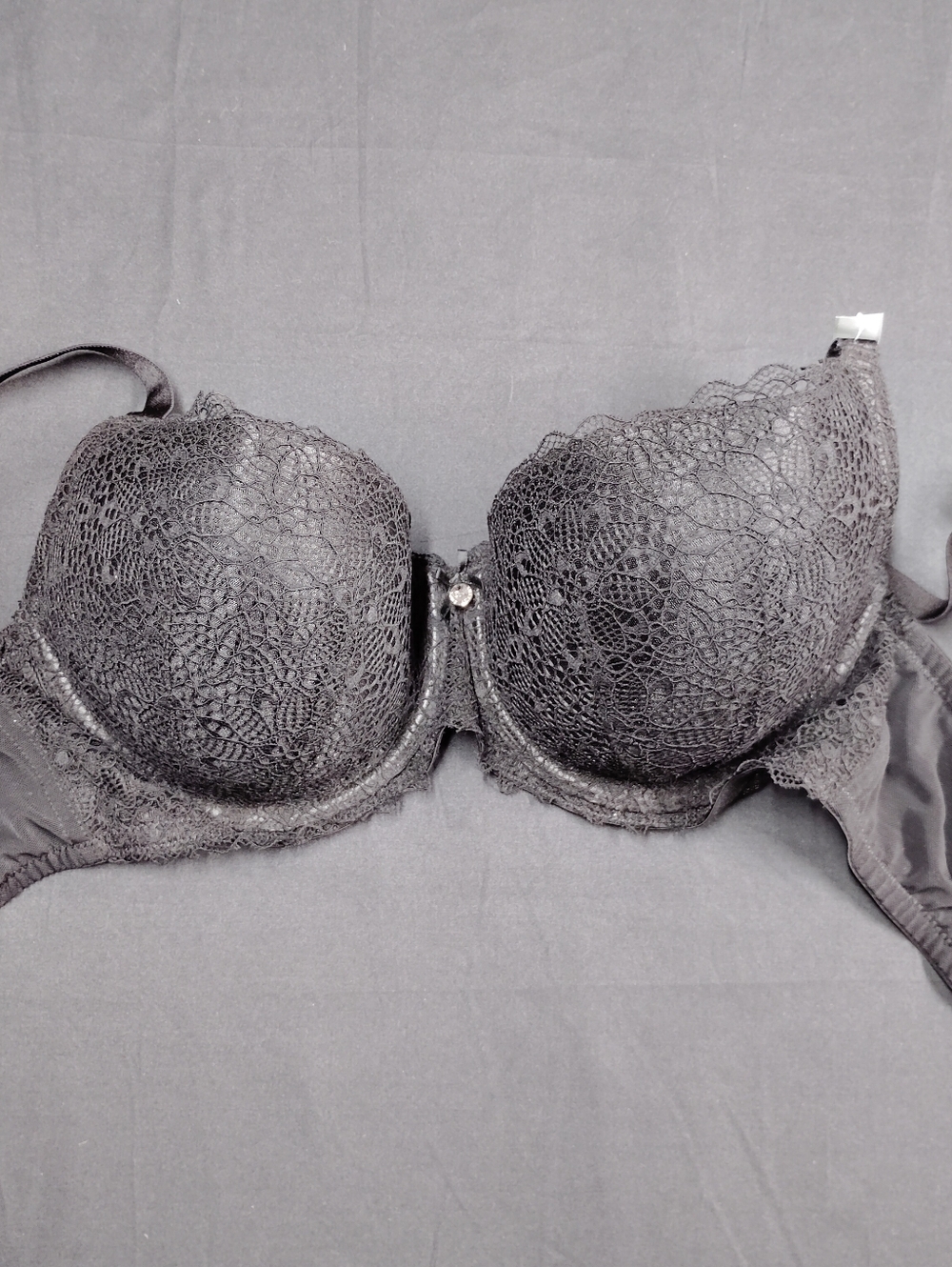 Boux Avenue 32ff Black Lace Plunge Bra with Center Accent